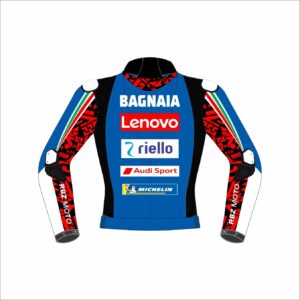 Francesco Bagnaia Lenovo ItalianGP 2024 Blue Racing Jacket featuring premium materials, bold MotoGP styling, and a sleek racing design for fans and riders.
