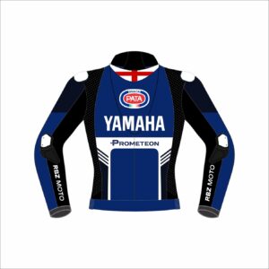 Jonathan Rea Pata Yamaha WSBK 2024 MotoGP race jacket featuring premium leather, pro-level design, and detailed Yamaha graphics for racing fans and riders.
