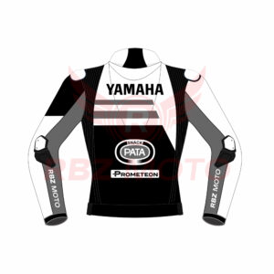 Jonathan Rea Winter Test 2023 Yamaha racing jacket in blue-black design with Yamaha logos, premium leather, and detailed WSBK winter styling.