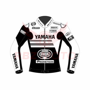 Jonathan Rea Winter Test 2023 Yamaha racing jacket in blue-black design with Yamaha logos, premium leather, and detailed WSBK winter styling.