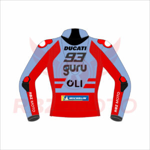 Marc Marquez 2024 Ducati Gresini MotoGP racing jacket showcasing official team colors, premium design, and authentic motorcycle racing style.