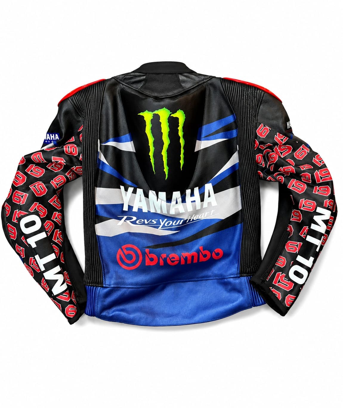 yamaha-monster-energy-motogp-racing-leather-jacket-back Yamaha Monster Energy MotoGP racing leather jacket back view