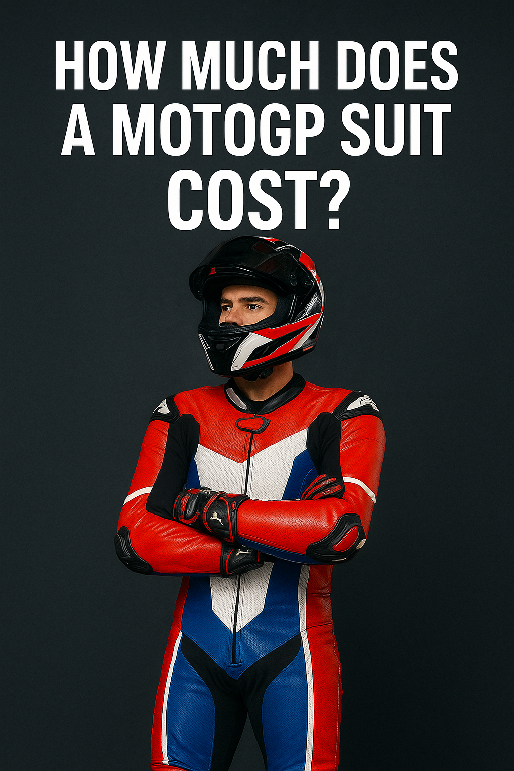 Professional MotoGP rider wearing a custom racing suit with advanced safety features, showcasing premium motorcycle gear and protection.