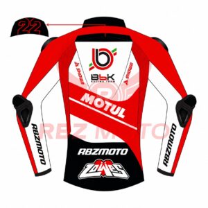Back view of Alex Lowes Bimota Kawasaki leather racing jacket