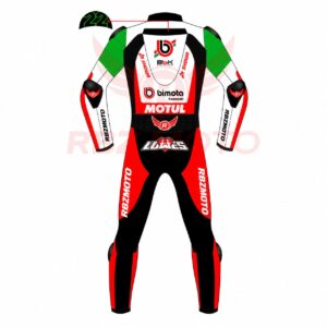 Back view of Alex Lowes Bimota Kawasaki WSBK racing suit