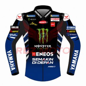 Front view of Alex Rins Monster Energy Yamaha MotoGP 2026 Racing Leather Jacket