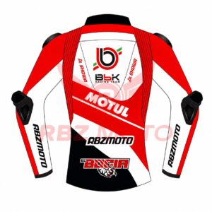 Back view of Axel Bassani Bimota Kawasaki leather racing jacket