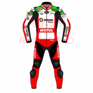 Front view of Axel Bassani Bimota WSBK racing suit