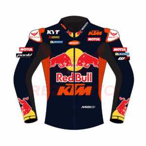 Enea Bastianini KTM Red Bull Motorcycle jacket front view in leather