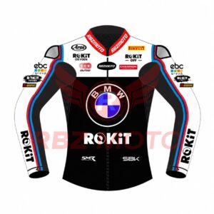 Front view of BMW Motorrad Danilo Petrucci WSBK 2026 leather jacket