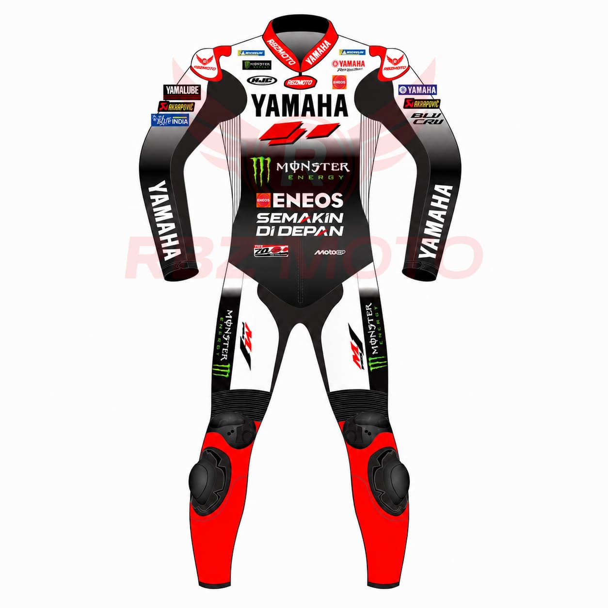 fabio-quartararo-yamaha-70th-anniversary-racing-suit-front Front view of Fabio Quartararo Yamaha 70th Anniversary MotoGP racing suit