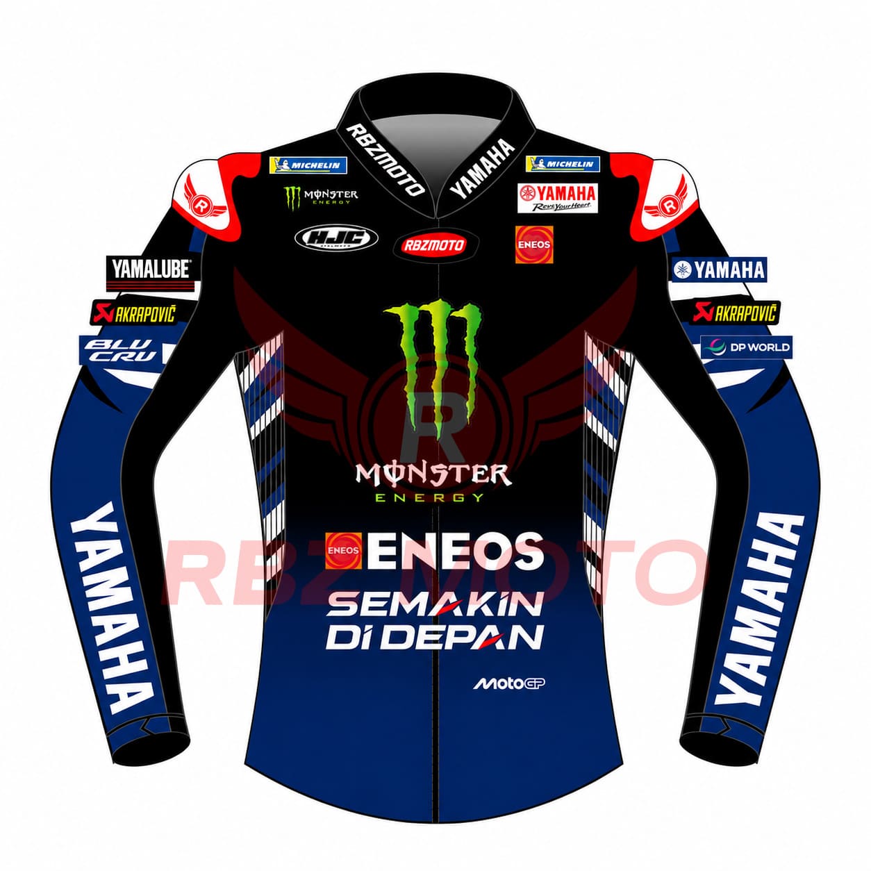 fabio-quartararo-yamaha-motogp-2026-racing-leather-jacket-front Front view of Fabio Quartararo Yamaha MotoGP 2026 Racing Leather Jacket