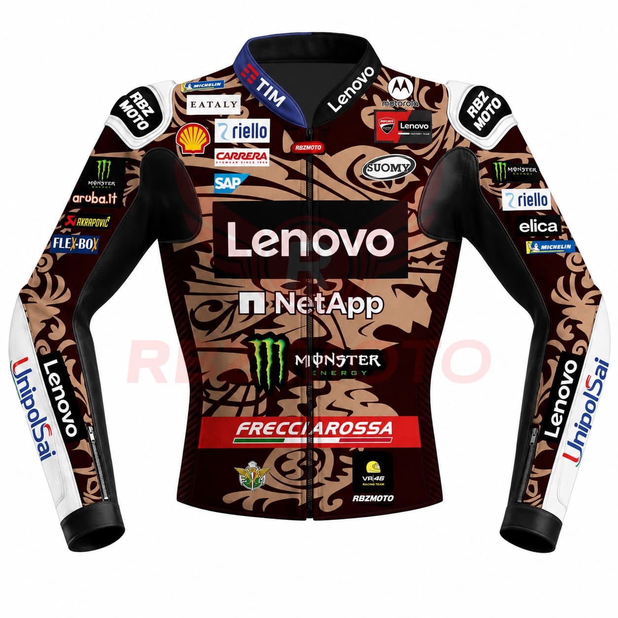 francesco-bagnaia-ducati-jacket-front Front view of Francesco Bagnaia Ducati MotoGP racing jacket