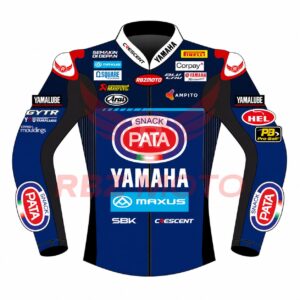 Front view of Jonathan Rea Yamaha Moto Jacket SBK 2025 leather racing jacket