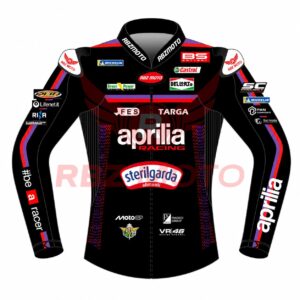Front view of Jorge Martin Aprilia MotoGP Racing Leather Jacket 2026