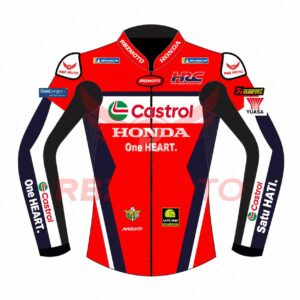 Front view of Luca Marini Honda HRC 2025 Racing Leather Jacket