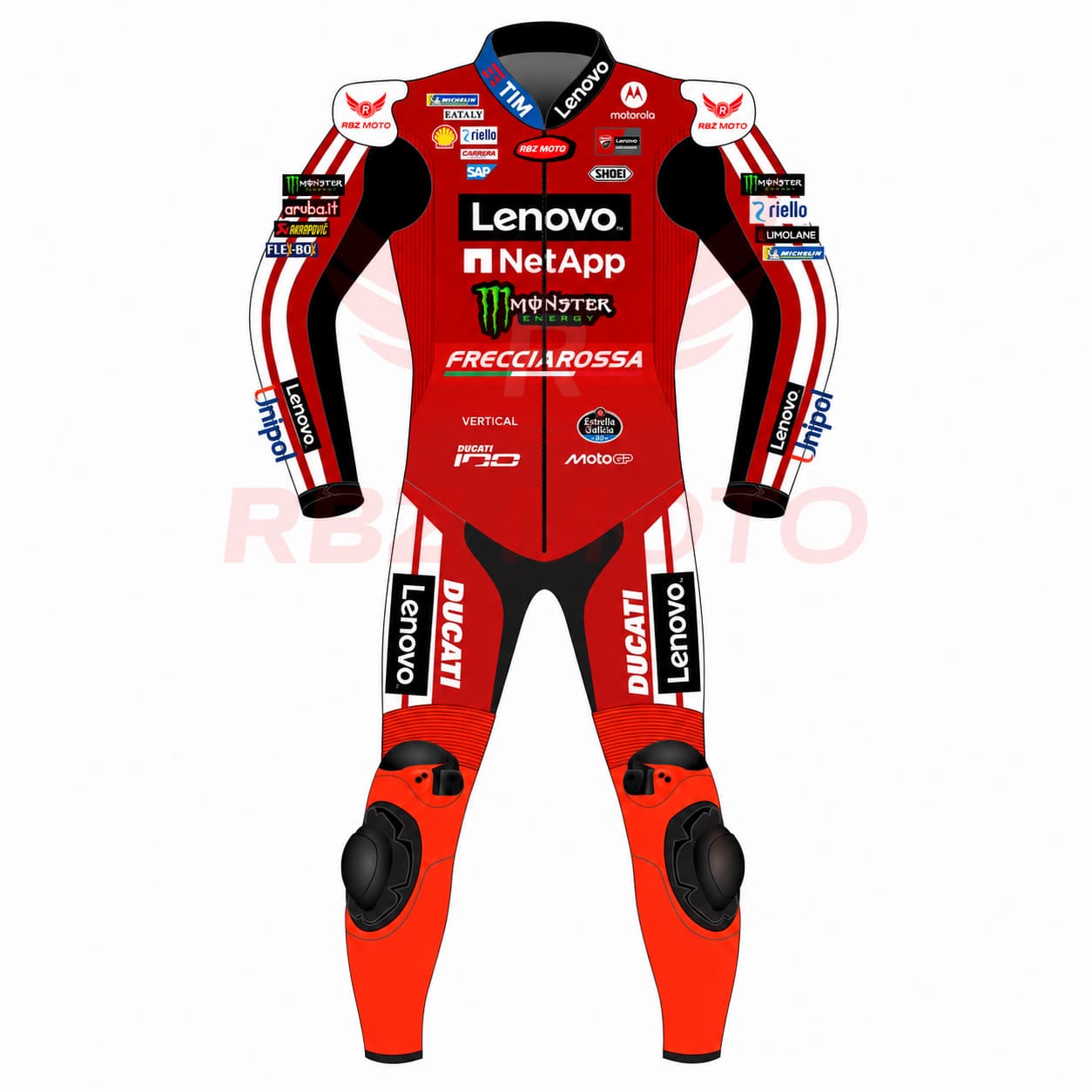 marc-marquez-ducati-motogp-suit-front Marc Marquez Ducati MotoGP racing suit front view