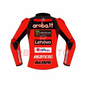 Back view of Nicolo Bulega Ducati racing leather jacket