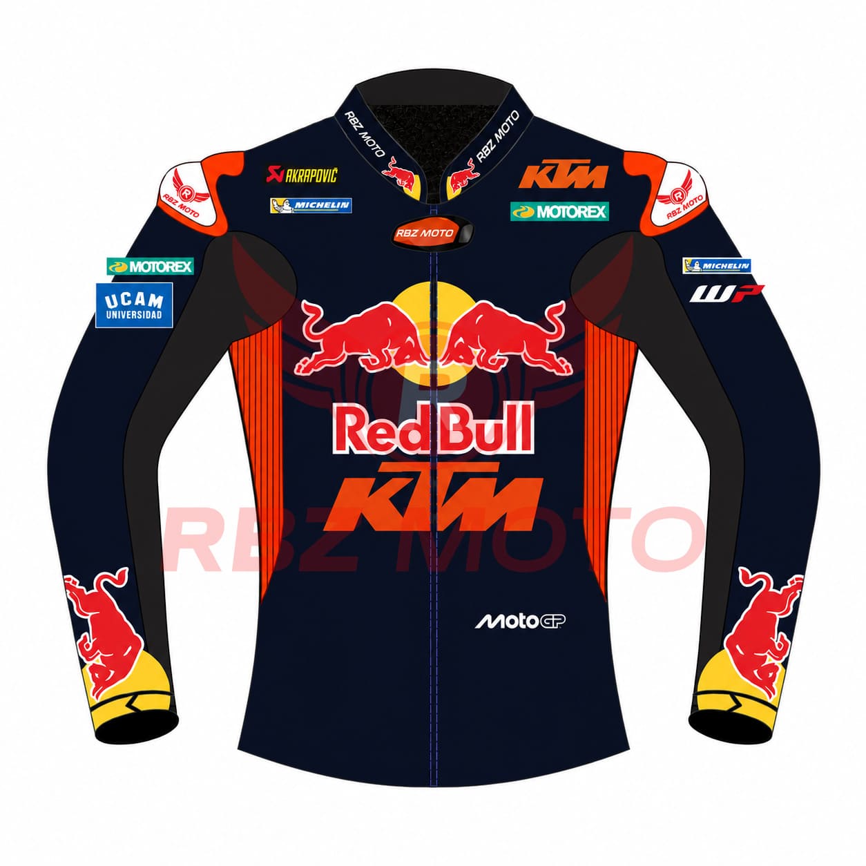 pedro-acosta-motogp-racing-jacket-2026-front Front view of Pedro Acosta KTM Red Bull MotoGP Racing Leather Jacket 2026