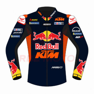 Front view of Pedro Acosta Redbull KTM 2025 race jacket in premium leather