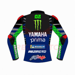 Back view of Fabio Quartararo Yamaha racing jacket with custom graphics
