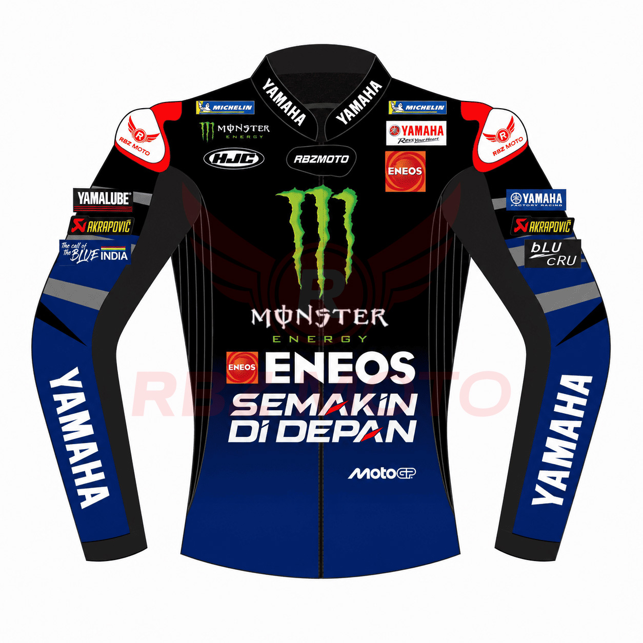 quartararo-yamaha-racing-jacket-front Fabio Quartararo Yamaha racing jacket front view in leather