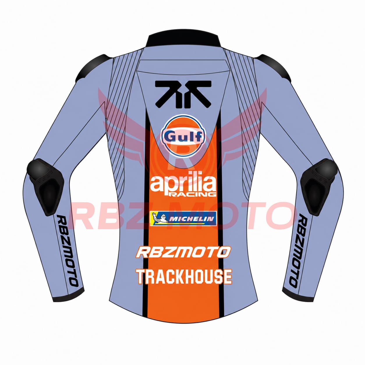raul-fernandez-trackhouse-2026-back-jacket. Back view of Raul Fernandez Trackhouse 2026 racing leather jacket