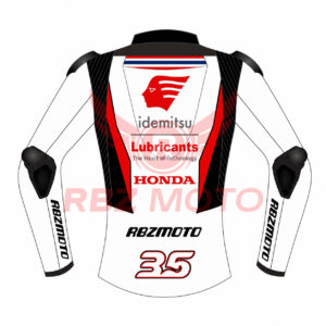 Back panel of LCR Honda MotoGP replica jacket showing team graphics