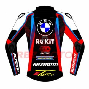 Back view of Toprak Razgatlioglu BMW ROKiT motorcycle leather jacket