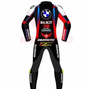 Back view of Toprak Razgatlioglu BMW Rokit racing suit