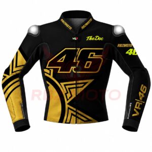 Valentino Rossi Yamaha MotoGP racing jacket front view in premium leather