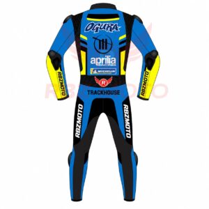 Back view of Ai Ogura Aprilia Trackhouse MotoGP racing suit
