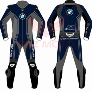 BMW S1000R custom racing suit front and back view