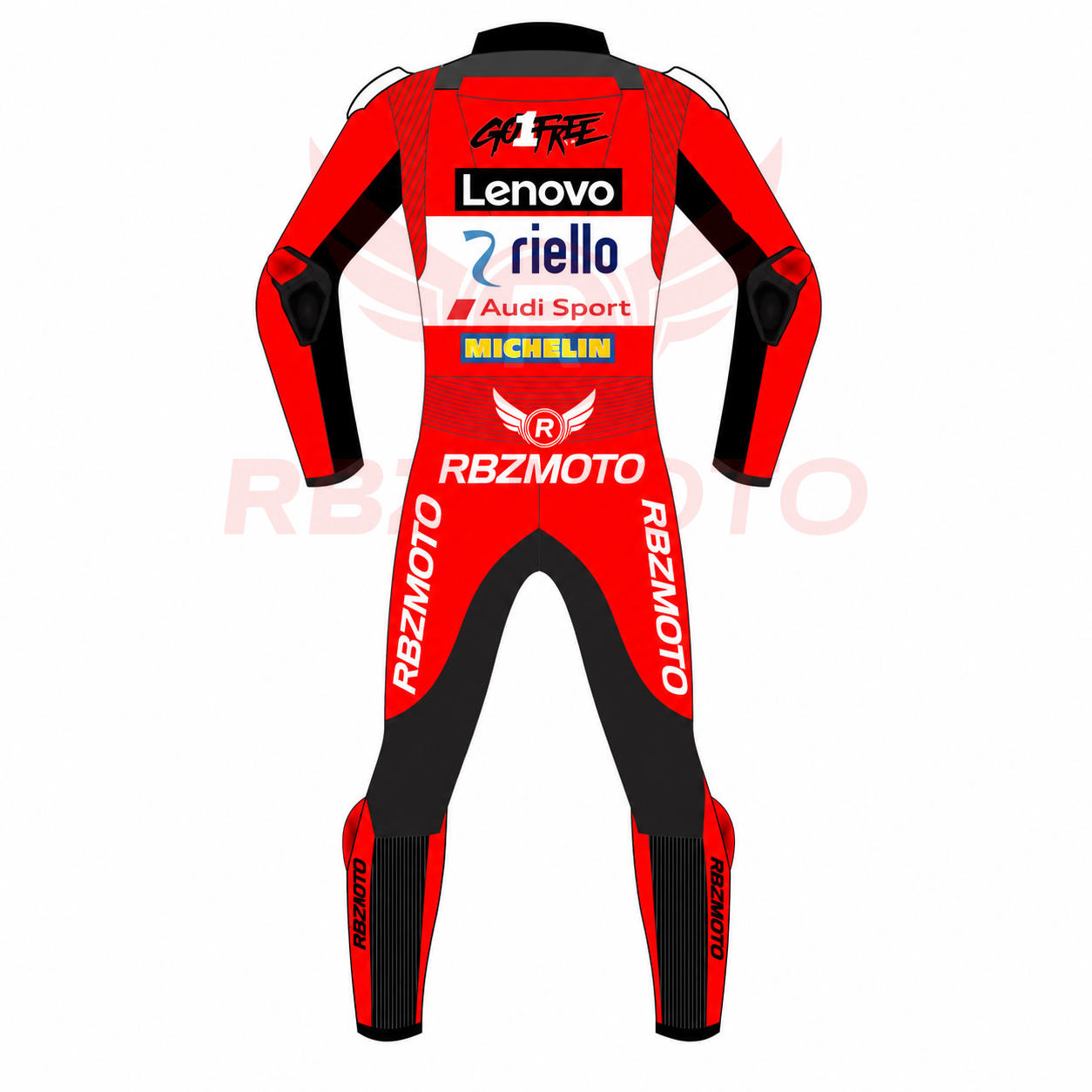 francesco-bagnaia-lenovo-racing-suit-back Back view of Francesco Bagnaia Lenovo racing suit