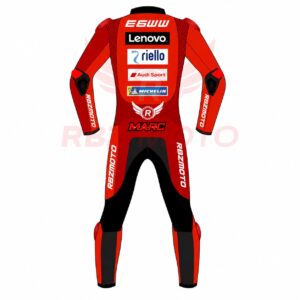 Back view of Ducati MotoGP leather racing suit