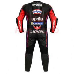 Back view of Aprilia MotoGP leather racing suit