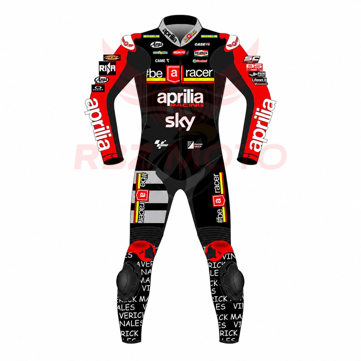 maverick-vinales-aprilia-motogp75-racing-suit-front Maverick Vinales Aprilia MotoGP75 racing suit front view
